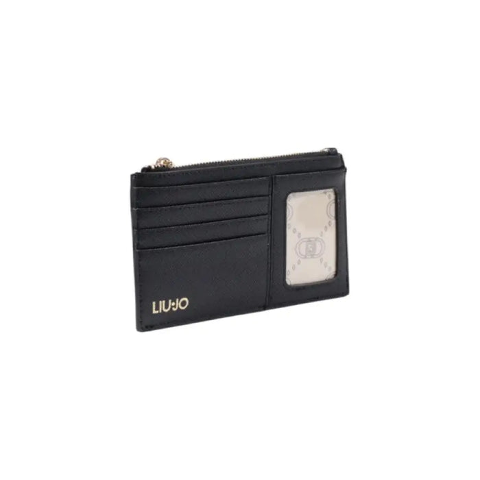 Elegant Black Leather Cardholder featuring a sleek black cardholder wallet design