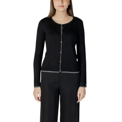 Black cardigan and pants set displayed with Liu Jo Women Cardigan White Long Round Neck