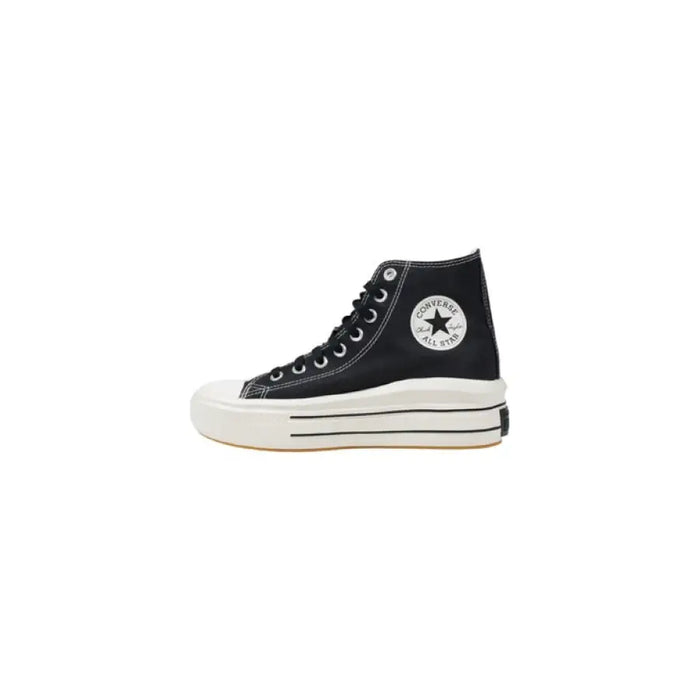 Black high top platform sneaker displayed for the Black High Top Platform Sneaker product