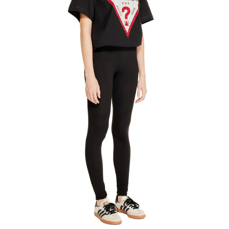 Black cotton leggings for women by Jacqueline De Yong featuring a snug fit and smooth stretchy material