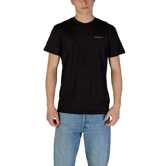 Black crew neck t-shirt from Tommy Hilfiger Men’s Green Cotton T Shirt collection