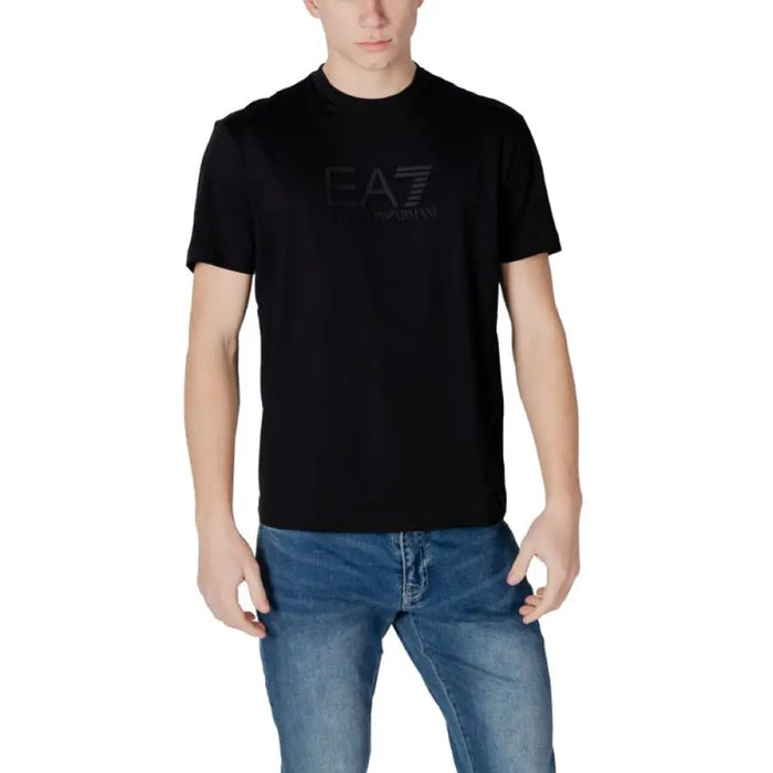 Black crewneck t-shirt from Ea7 Men Blue Slip On Round Neck Cotton T Shirt collection
