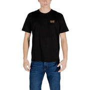 Black crewneck Ea7 Men Round Neck Cotton T Shirt for versatile casual wear