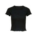 Black cropped t-shirt with ruffled edges and short sleeves - Only Women T-Shirt