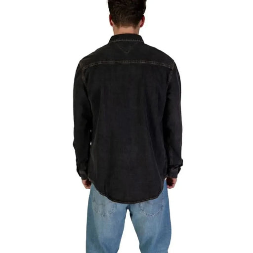 Black denim long sleeve button-up shirt by Tommy Hilfiger for women
