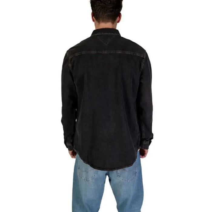 Black denim long sleeve button-up shirt by Tommy Hilfiger for women