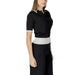 Black dress uniform style Liu Jo Women’s V-Neck Polo T-Shirt with white collar details