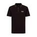 Black EA7 polo shirt featuring a white logo on the chest for men
