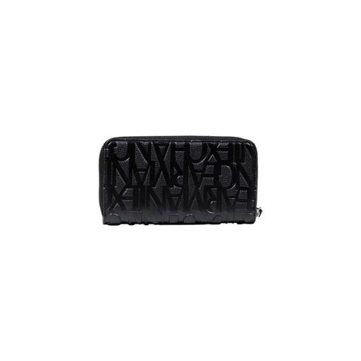 Black embossed Armani Exchange wallet showing textured leather design