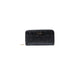 Black embossed leather zippered wallet featuring a sleek, stylish design and durable craftsmanship