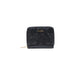 Black embossed zip around wallet with zipper closure for secure storage