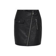 Black faux leather mini skirt with zipper details for Women’s Fall and Winter fashion