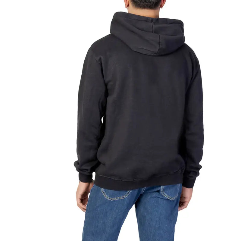 Black Fila hooded sweatshirt with soft textured fabric and ribbed cuffs for comfortable casual wear