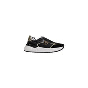 Black and gold women’s athletic sneaker with white sole from Pinko Women White Leather Lace Up Sneakers collection