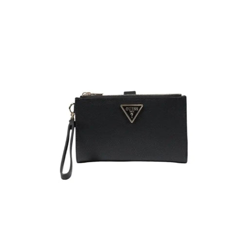 Black Guess Wristlet Wallet featuring a sleek design and ideal for stylish organization