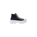 Black high-top platform sneaker showcasing trendy footwear design