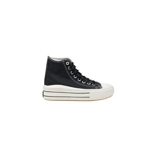 Black high-top platform sneaker displayed for the Black High Top Platform Sneaker product