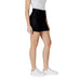 Black high-waisted mini skirt for women displayed in a product image