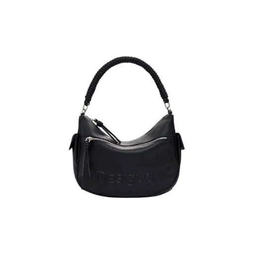 Black Leather Shoulder Hobo Handbag with Braided Handle for stylish everyday use