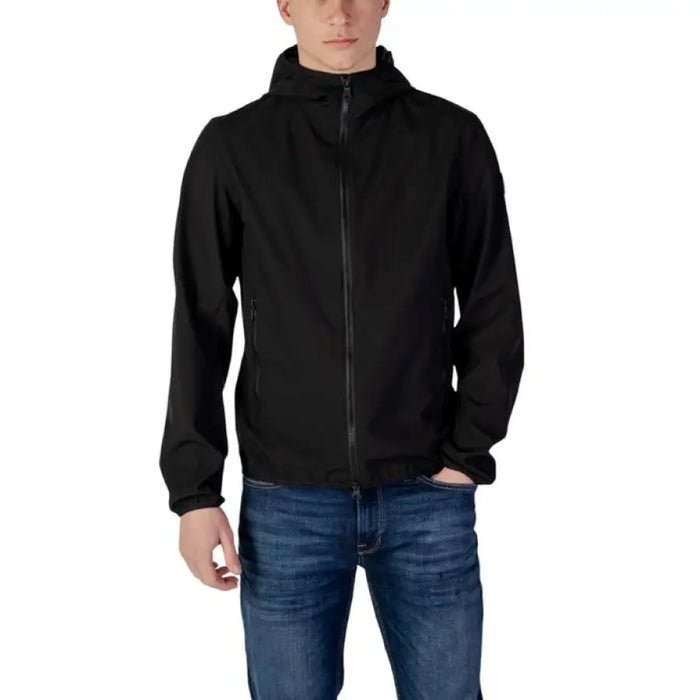 Black hooded jacket featured in Colmar Originals Men’s Grey Blazer with Turtleneck Hood