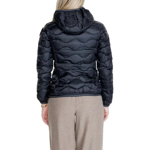 Black hooded puffer jacket in Blauer Women’s Black Turtleneck Jacket with Front Pockets