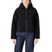 Black Hooded Sherpa Jacket featuring a cozy fleece lining and a stylish hood