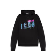 Sweat à capuche noir dsquared2 orné d'un effet glitch rose et bleu coloré icon graphique