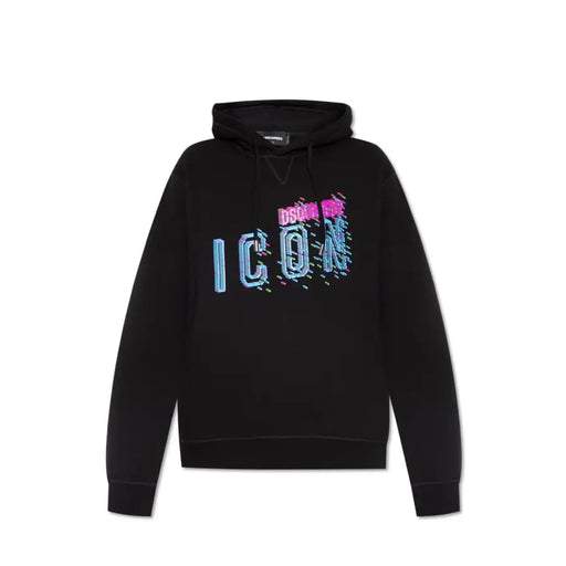 Sweat à capuche noir dsquared2 orné d'un effet glitch rose et bleu coloré icon graphique