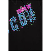 Sweat à capuche noir dsquared2 orné d'un motif pixelisé rose, bleu et vert audacieux. icon graphisme sur le devant