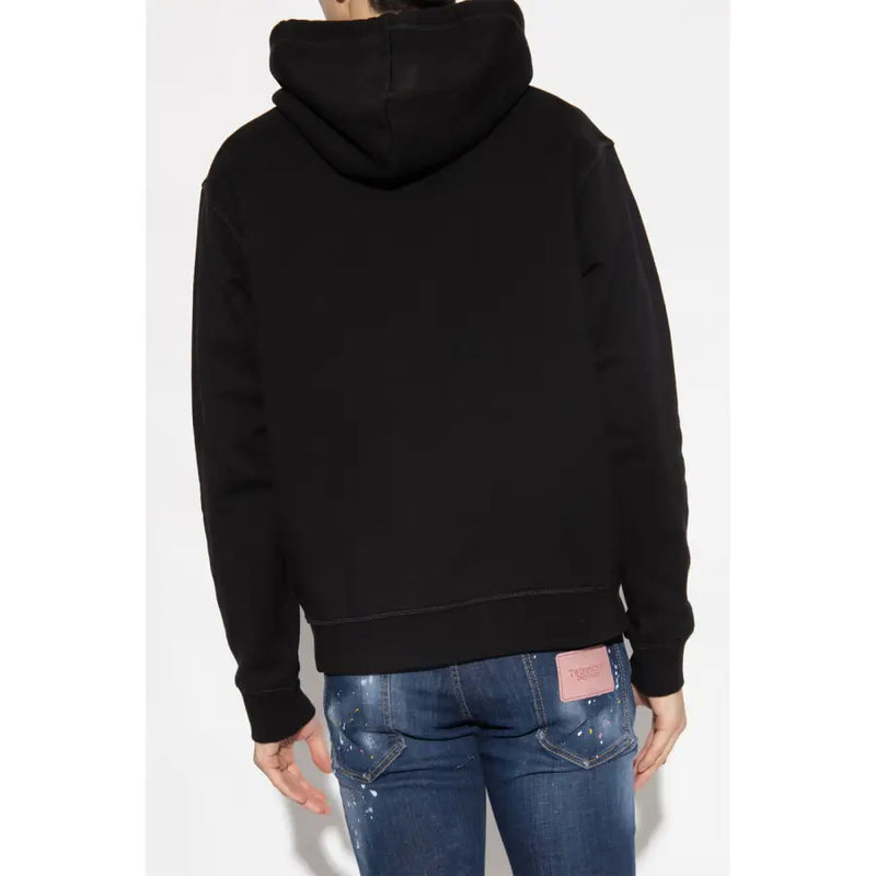 Sweat-shirt à capuche noir avec des motifs colorés icon Motif graphique mettant en valeur un tissu à la texture douce et des détails de couture subtils