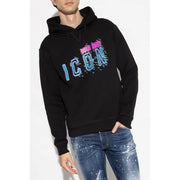 Sweat à capuche noir dsquared2 avec motif pixelisé rose et bleu vif icon Effets graphiques et glitch sur le devant