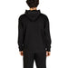 Black hooded sweatshirt and sweatpants set with colorful icons for a stylish casual look