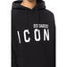Black hoodie with white ICON print, part of the Black Hooded Sweatshirt with White Icon Print collection