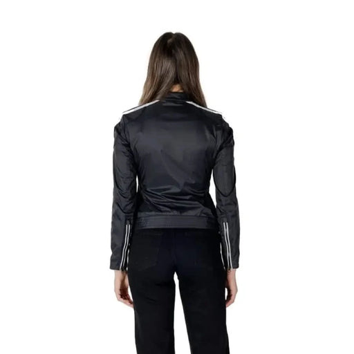 Black zip jacket with white stripes for women by Blauer for Spring/Summer collection