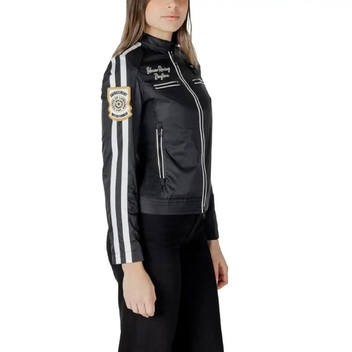 Black racing jacket with white stripes from Blauer for Women’s Spring/Summer collection