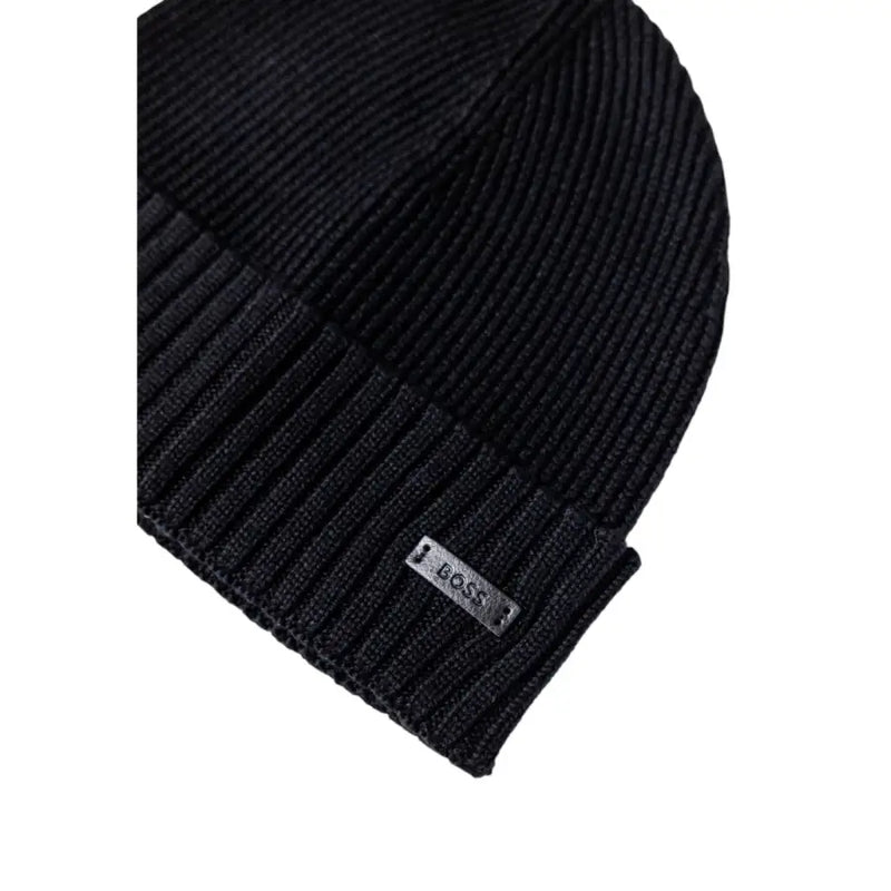 Black Ribbed Knit Beanie made of warm, stylish knit fabric for everyday wear