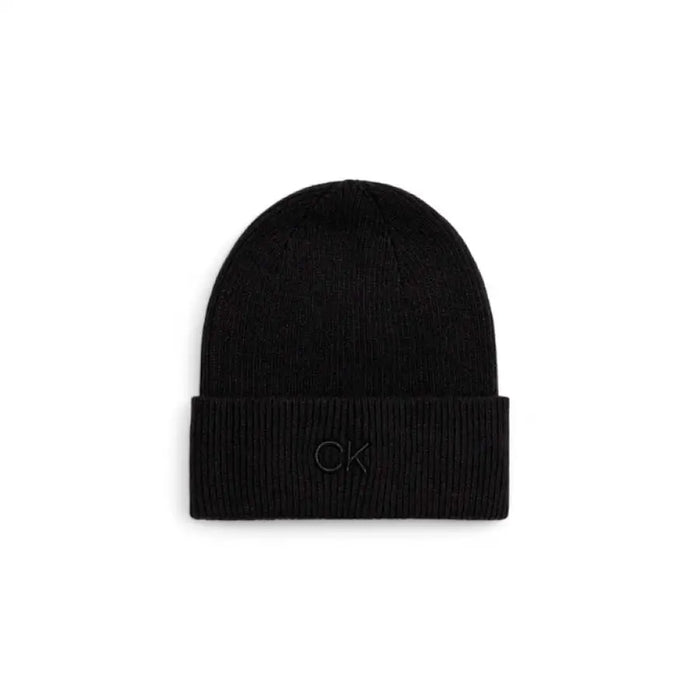 Black knit beanie from the White Ribbed Knit Beanie product line