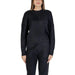 Black knit sweater and pants set displayed with Purple Women’s Knitwear Sweater