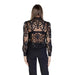 Black lace long-sleeved top with butterfly pattern by Morgan De Toi for women
