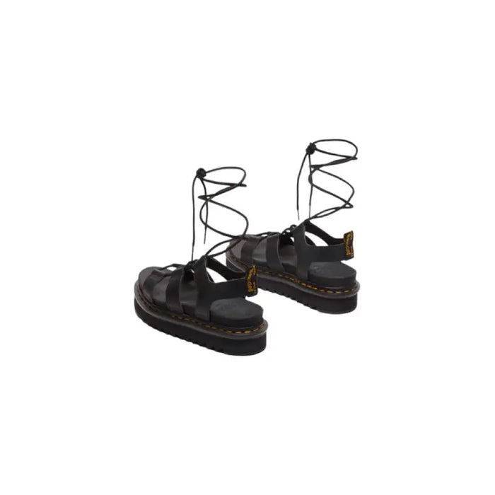 Black lace-up gladiator sandals featured in the Black Lace Up Platform Sandal product image