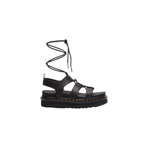 Black lace-up platform sandal displayed in a product image for Black Lace Up Platform Sandal