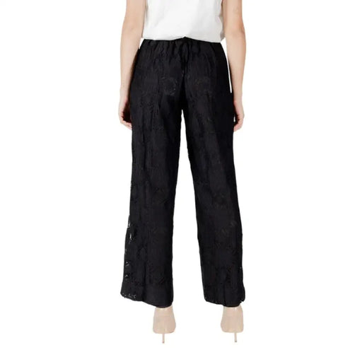 Elegant Black Lace Wide Leg Pants showcasing a stylish design for sophisticated attire