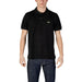 Black Lacoste polo shirt with short sleeves for men displayed in product listing
