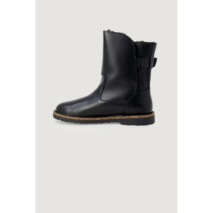 Black leather ankle boot displayed in the product listing