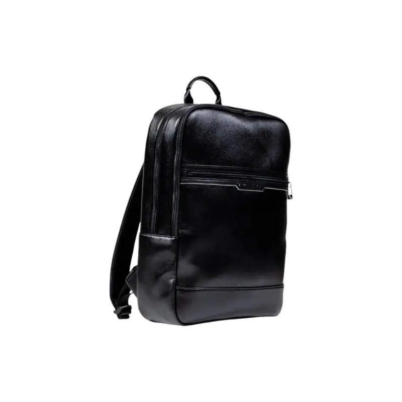 Black leather backpack displayed in the product listing, stylish and durable accessory