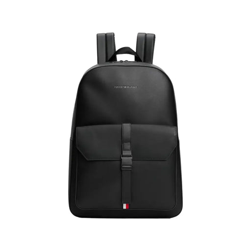 Black leather backpack from Tommy Hilfiger offering stylish and durable bag option