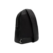 Black leather sling backpack with textured finish from Tommy Hilfiger for stylish use
