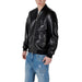 Black Faux Leather Bomber Jacket showcasing a stylish black leather bomber design