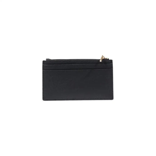 Elegant Black Leather Cardholder featuring a sleek zipper design in black leather