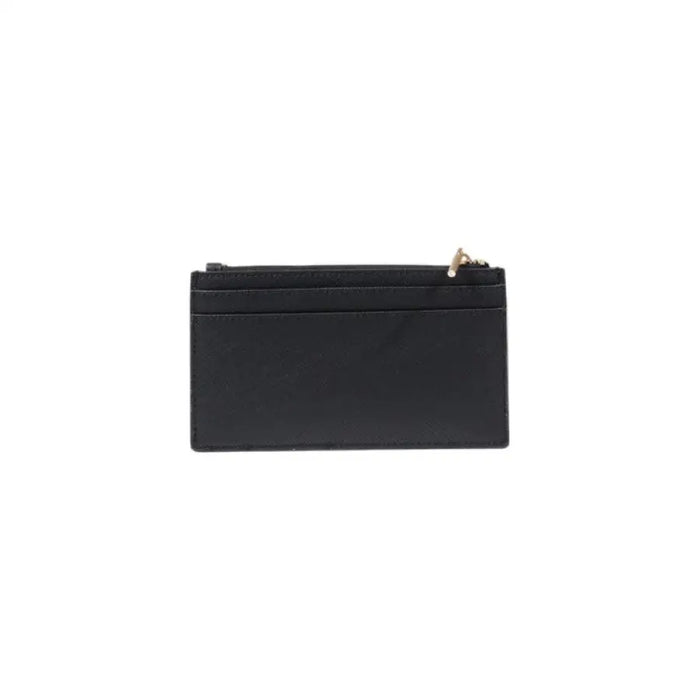 Elegant Black Leather Cardholder featuring a sleek zipper design in black leather